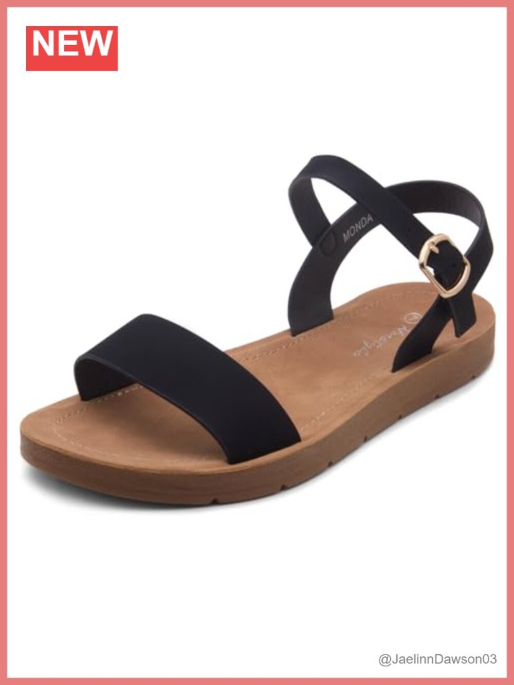 Adjustable Ankle Strap Flat Sandals with Cushioned Footbed
